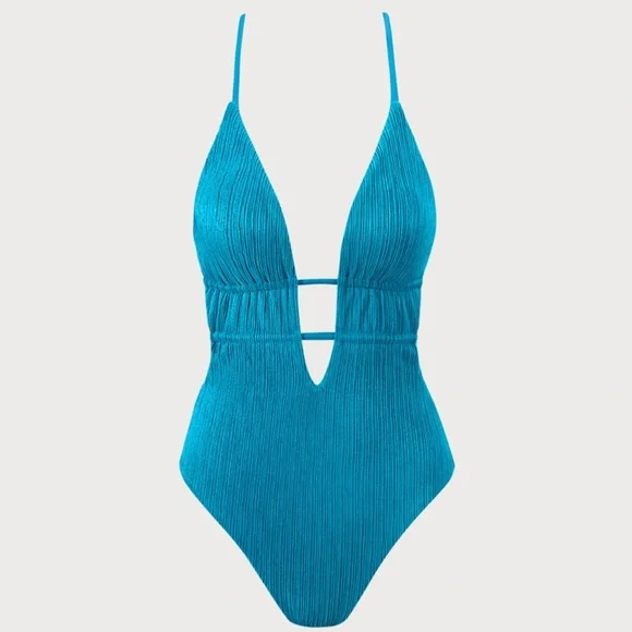 Berlook Textured Plunge One-Piece Swimsuit - Picture 6 of 8